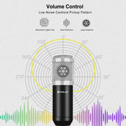 PULUZ Studio Broadcast Professional Singing Microphone Kits with Suspension Scissor Arm & Metal Shock Mount & USB Sound Card(Silver)