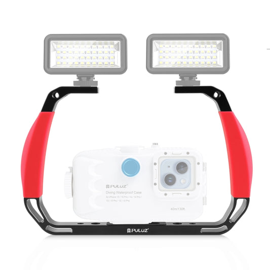 PULUZ Dual Silicone Handles Aluminium Alloy Underwater Diving Rig for GoPro, Other Action Cameras and  Smartphones (Red) - free shipping - PMC Jewellery - Order now!