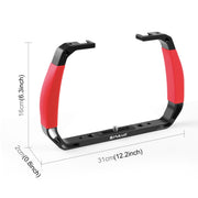 PULUZ Dual Silicone Handles Aluminium Alloy Underwater Diving Rig for GoPro, Other Action Cameras and  Smartphones (Red)