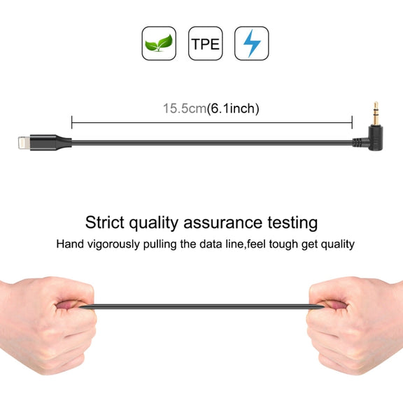 PULUZ 3.5mm TRS Male to 8 Pin Male Live Microphone Audio Adapter Cable for PU3153 / PU3154 (Black)