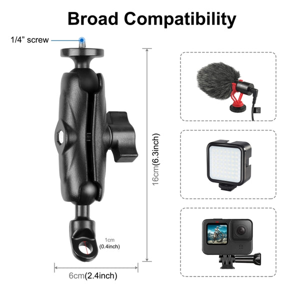PULUZ Motorcycle Holder Mirror Base Hole Fixed Mount for GoPro and Other Action Cameras(Black)