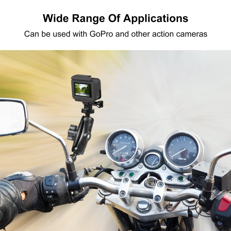 PULUZ Motorcycle Holder Mirror Base Hole Fixed Mount for GoPro and Other Action Cameras(Black) - Bicycle Handlebar Mount by PULUZ | Online Shopping South Africa | PMC TechLife | Buy Now Pay Later Mobicred