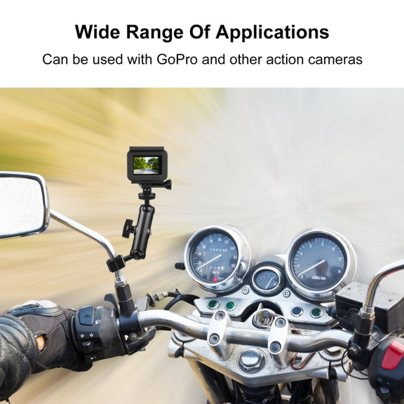 PULUZ Motorcycle Holder Rearview Mirror Fixed Mount for GoPro and Other Action Cameras (Black)
