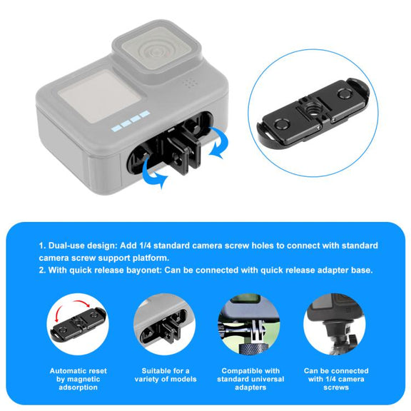 PULUZ Quick Release Magnetic Folding Finger Base Mount for GoPro HERO12 Black /11 Black /11 Black mini /10 Black /9 Black /8 Black / Max (Black)