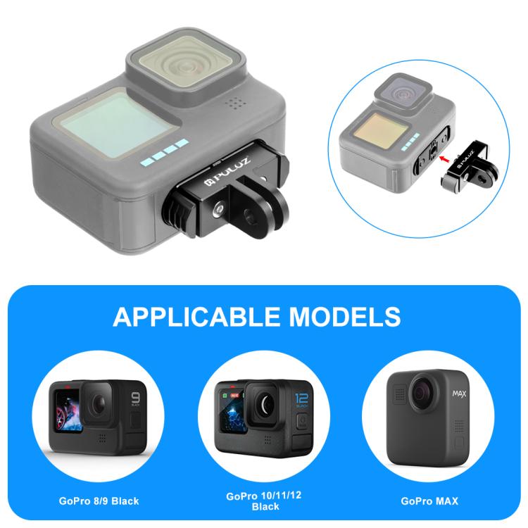 PULUZ Quick Release Magnetic Folding Finger Base Mount for GoPro HERO12 Black /11 Black /11 Black mini /10 Black /9 Black /8 Black / Max (Black)