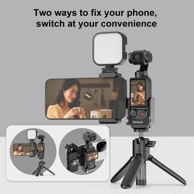 For DJI OSMO Pocket 3 PULUZ Protective Frame Expansion Phone Clamp Adapter Bracket (Black) - free shipping - PMC Jewellery - Order now!