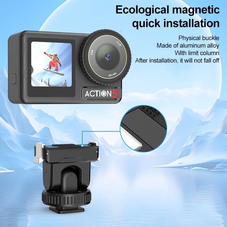 For DJI Osmo Action 5 Pro / 4 / 3 PULUZ Cold Shoe Gimbal Quick Release Base Adapter (Black) - free shipping - PMC TechLife - Order now!