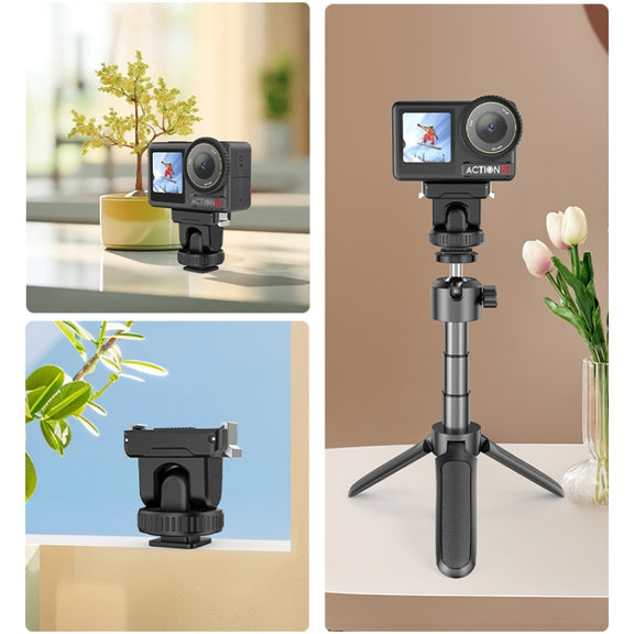 For DJI Osmo Action 5 Pro / 4 / 3 PULUZ Cold Shoe Gimbal Quick Release Base Adapter (Black)