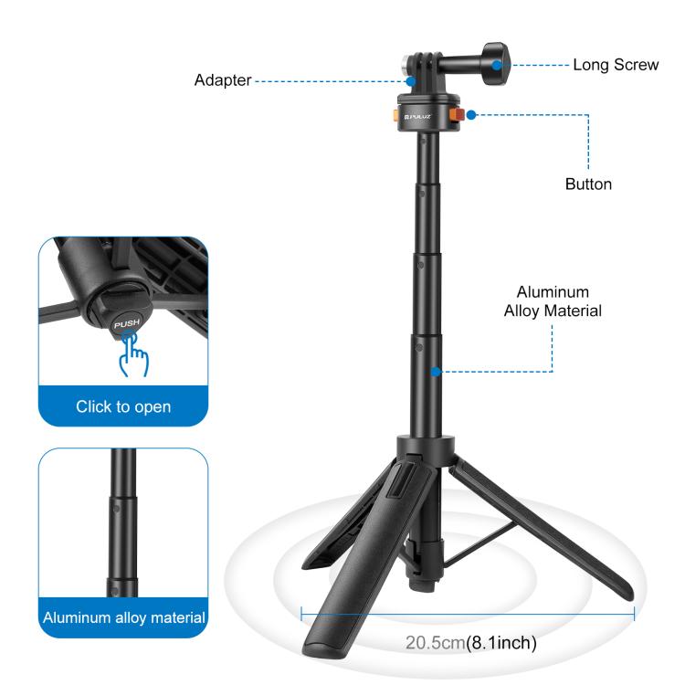 PULUZ Mini Magnetic Quick Release Selfie Stick Tripod (Black) - free shipping - PMC TechLife - Order now!