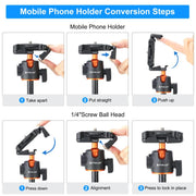 PULUZ 1.4m Phone Selfie Stick Tripod Vlog Live Streaming Holder with Phone Clip (Black)