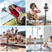 PULUZ 1.4m Phone Selfie Stick Tripod Vlog Live Streaming Holder with Phone Clip (Black)