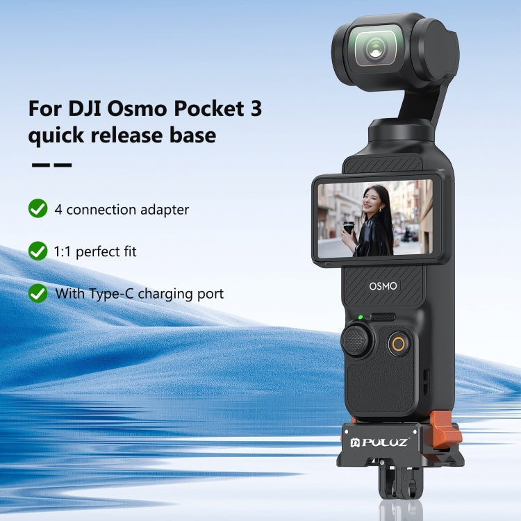 For DJI Osmo Pocket 3 PULUZ Type-C Charging Base Quick Release Mount Adapter (Black) - free shipping - PMC TechLife - Order now!