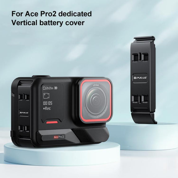 PULUZ Aluminum Alloy Vertical Shooting Magnetic Quick-release Battery Side Interface Cover for Insta360 Ace Pro 2 (Black)