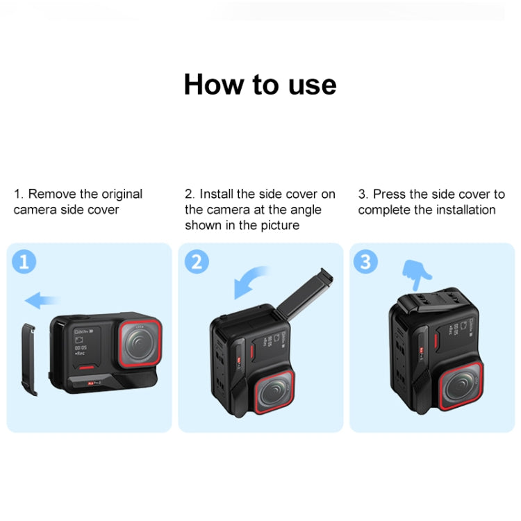 PULUZ Aluminum Alloy Vertical Shooting Magnetic Quick-release Battery Side Interface Cover for Insta360 Ace Pro 2 (Black)