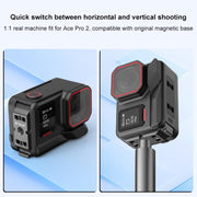 PULUZ ACE / AC Aluminum Alloy Vertical Shooting Magnetic Quick-release Battery Side Interface Cover for Insta360 Ace Pro 2 (Black)