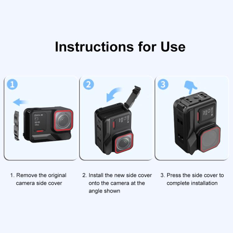 PULUZ ACE / AC Aluminum Alloy Vertical Shooting Magnetic Quick-release Battery Side Interface Cover for Insta360 Ace Pro 2 (Black)