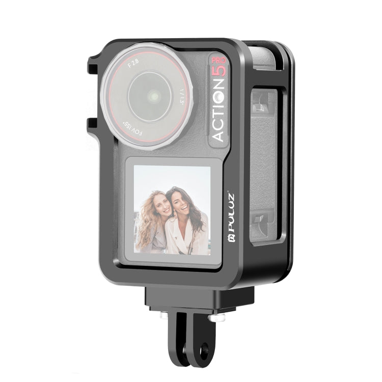 For DJI Osmo Action 5 Pro / 4 / 3 PULUZ Metal Cage Expansion Adapter Frame with Cold Shoe (Black) - free shipping - PMC TechLife - Order now!