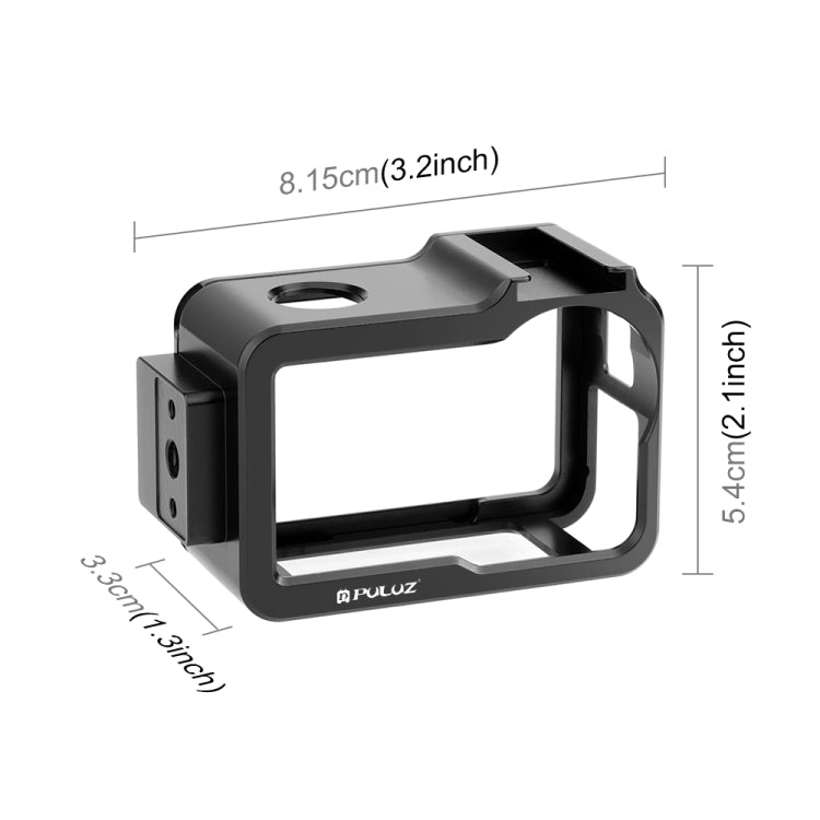 For DJI Osmo Action 5 Pro / 4 / 3 PULUZ Metal Cage Expansion Adapter Frame with Cold Shoe (Black) - free shipping - PMC TechLife - Order now!