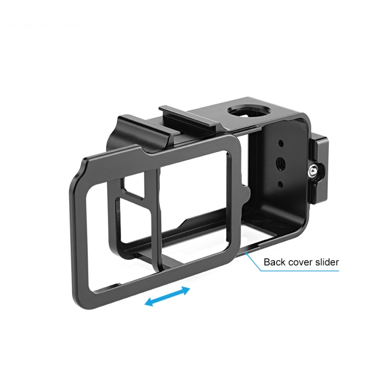 For DJI Osmo Action 5 Pro / 4 / 3 PULUZ Metal Cage Expansion Adapter Frame with Cold Shoe (Black) - free shipping - PMC TechLife - Order now!