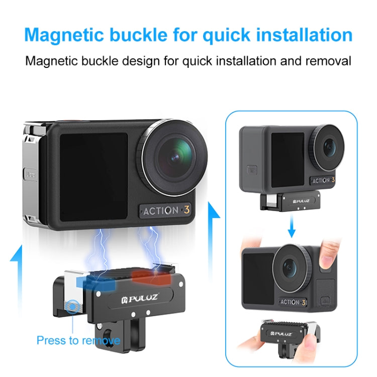 For DJI Osmo Action 5 Pro / 4 / 3 / Osmo 360 PULUZ Magnetic Quick Release Metal Base (Black) - free shipping - PMC Jewellery - Order now!