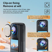 For Insta360 X5 PULUZ Rotating Optical Tempered Glass Lens Guard Protective Cover (Transparent)