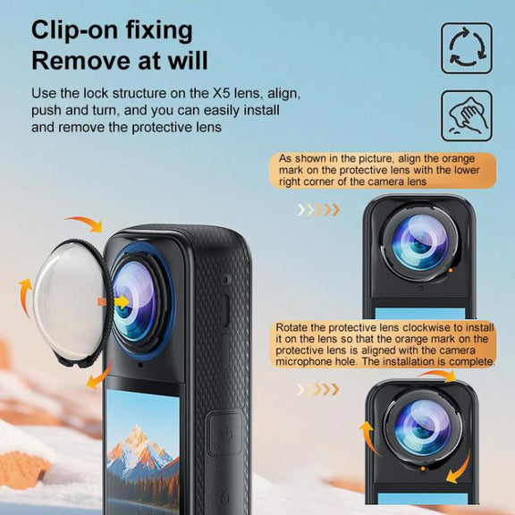 For Insta360 X5 PULUZ Rotating Optical Tempered Glass Lens Guard Protective Cover (Transparent)