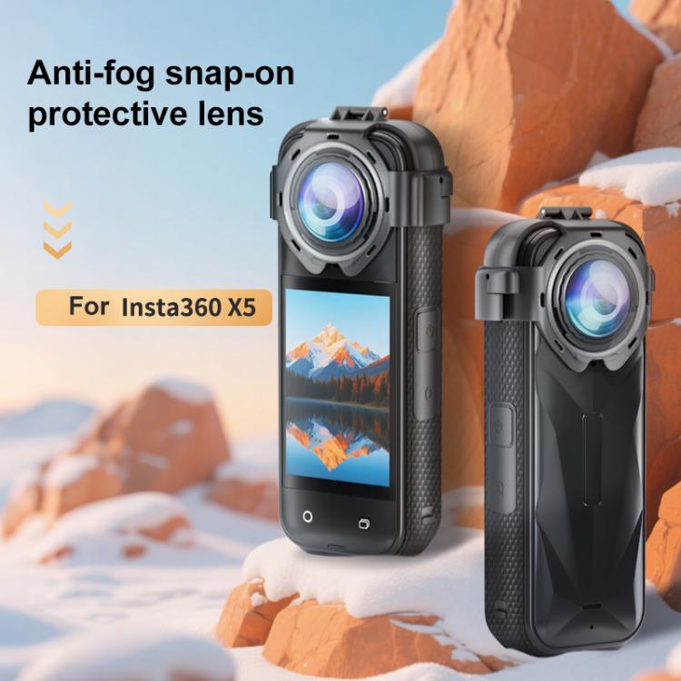 For Insta360 X5 PULUZ Snap-on Optical Tempered Glass Lens Guard Protective Cover (Transparent)