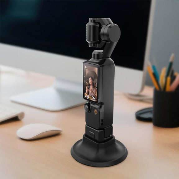 For DJI Osmo Pocket 3 PULUZ Adhesive Type Silicone Dock Desktop Base Bracket (Black)