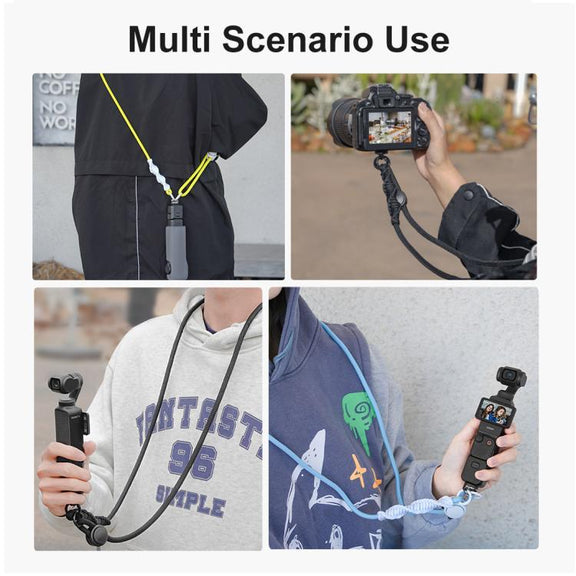 PULUZ Sports Camera Lanyard Long Adjustable Anti-lost Rope for DJI OSMO Pocket 3 / Insta360 X5 (Black)