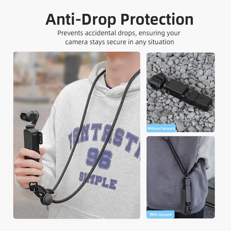 PULUZ Sports Camera Lanyard Long Adjustable Anti-lost Rope for DJI OSMO Pocket 3 / Insta360 X5 (Black) - free shipping - PMC Jewellery - Order now!