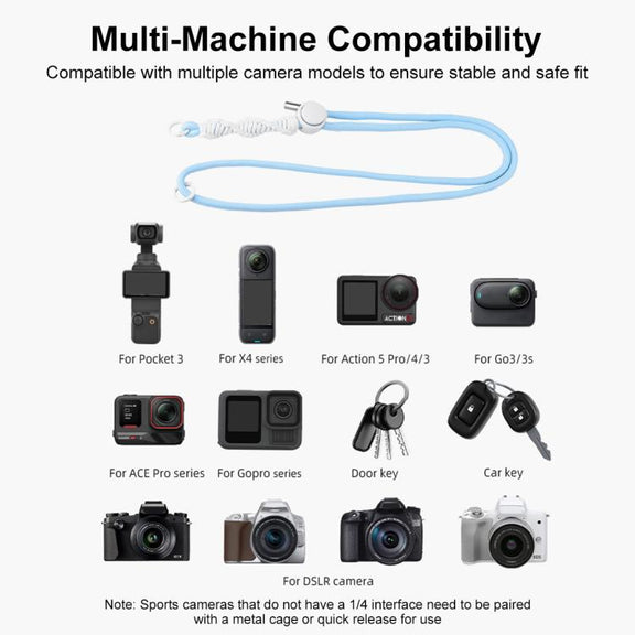 PULUZ Sports Camera Lanyard Long Adjustable Anti-lost Rope for DJI OSMO Pocket 3 / Insta360 X5 (Blue)