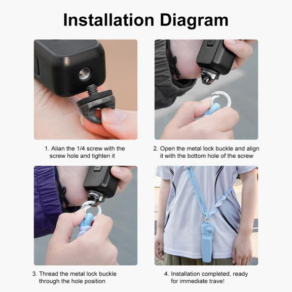 PULUZ Sports Camera Lanyard Long Adjustable Anti-lost Rope for DJI OSMO Pocket 3 / Insta360 X5 (Blue)