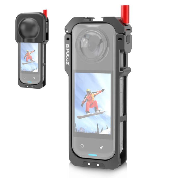 For Insta360 X5 PULUZ Metal Protective Cage Rig Housing Frame with Lens Cover (Black)