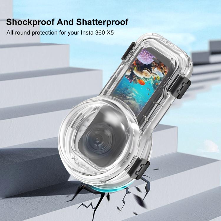 For Insta360 X5 PULUZ Quick Release 60m Water-resistant Sealed Diving Case (Transparent)