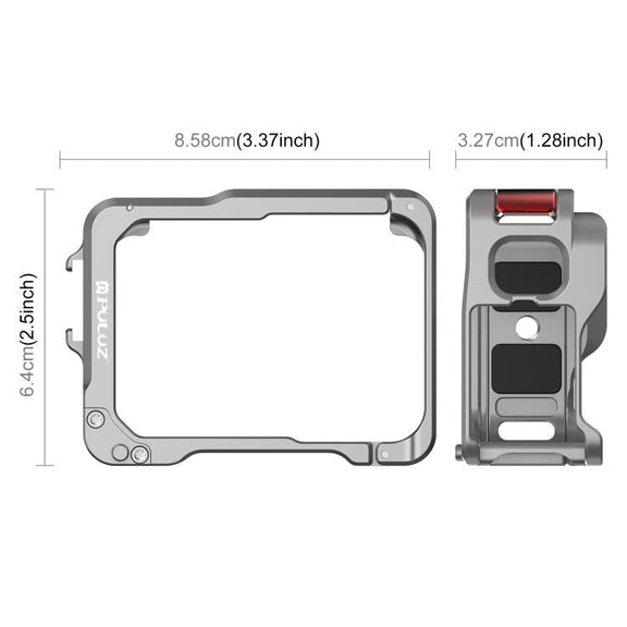For Insta360 Ace Pro 2 PULUZ Aluminum Alloy Protective Cage Rig Dual Cold Shoe Housing Frame (Silver)
