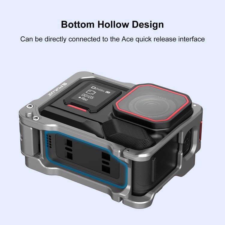 For Insta360 Ace Pro 2 PULUZ Aluminum Alloy Protective Cage Rig Dual Cold Shoe Housing Frame (Silver) - free shipping - PMC TechLife - Order now!