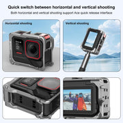 For Insta360 Ace Pro 2 PULUZ Aluminum Alloy Protective Cage Rig Dual Cold Shoe Housing Frame (Silver)