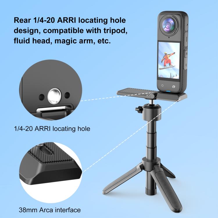 PULUZ Folding Magnetic Mount Base L Bracket For Insta360 X4 / X5 / DJI Pocket 3 (Black) - free shipping - PMC TechLife - Order now!