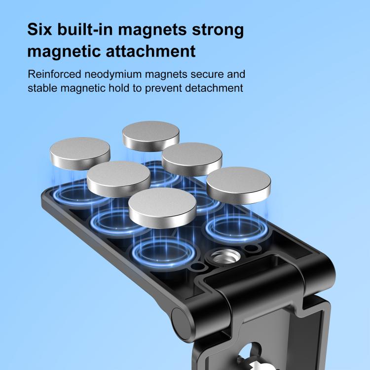 PULUZ Folding Magnetic Mount Base L Bracket For Insta360 X4 / X5 / DJI Pocket 3 (Black) - free shipping - PMC TechLife - Order now!