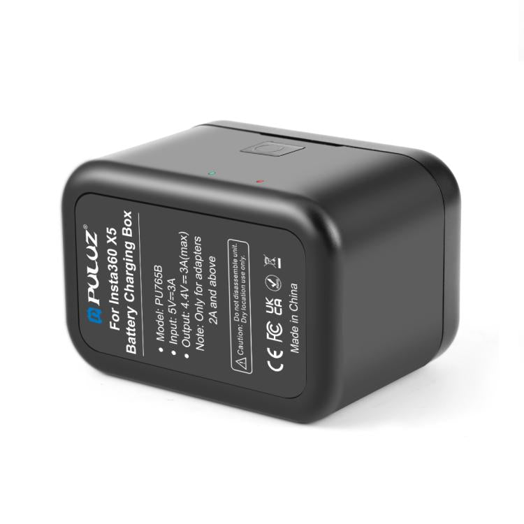For Insta360 X5 PULUZ Dual-Batteries Charging Box Battery & Memory Card Storage Case (Black) - free shipping - PMC TechLife - Order now!