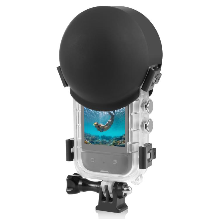 For Insta360 X5 PULUZ Invisible Dive Case Lens Guard Silicone Protective Lens Cap Cover (Black)