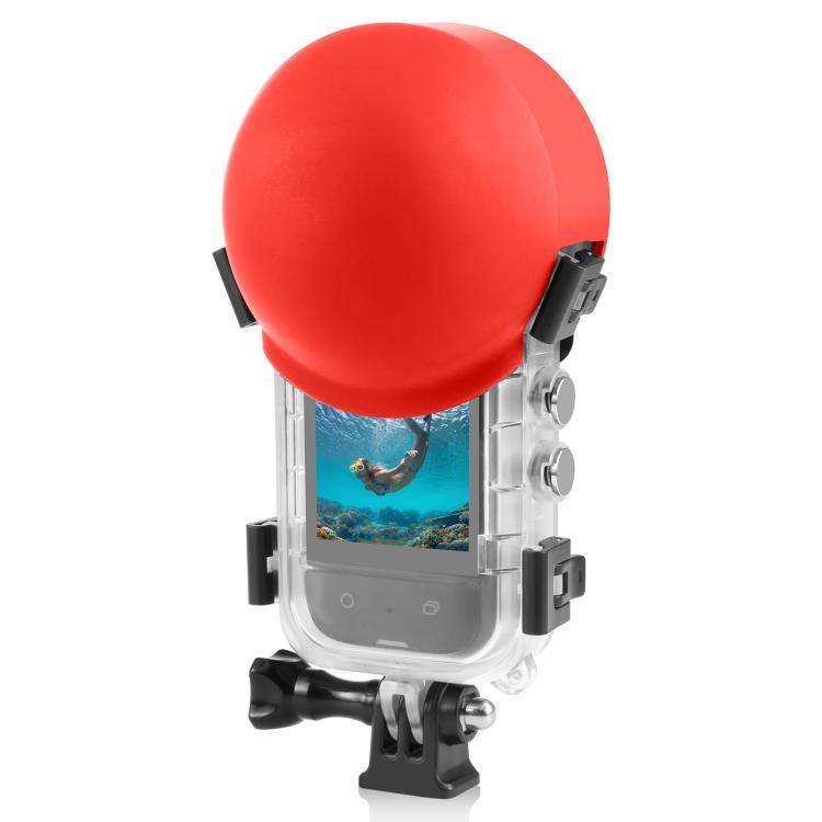 For Insta360 X5 PULUZ Invisible Dive Case Lens Guard Silicone Protective Lens Cap Cover (Red)