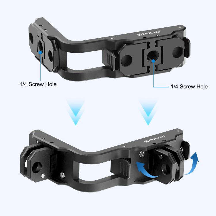 For DJI Osmo Action 5 Pro / 4 PULUZ Vertical Horizontal Shooting Quick Release Metal Magnetic L Bracket (Black)