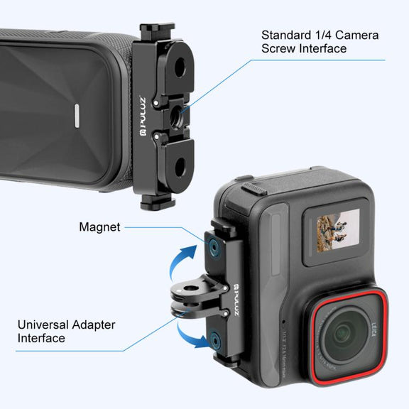 For Insta360 X5 / Ace Pro / Pro 2 PULUZ Aviation Aluminum Quick Release Base Adapter Bracket (Black)
