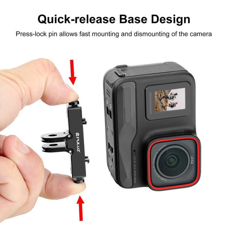 For Insta360 X5 / Ace Pro / Pro 2 PULUZ Aviation Aluminum Quick Release Base Adapter Bracket (Black)