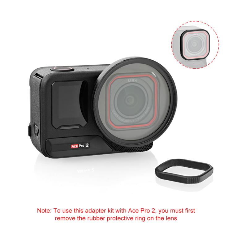 For Insta360 Ace Pro 2 PULUZ 52mm UV Lens Filter Adapter Ring with Lens Cover (Black) - free shipping - PMC TechLife - Order now!
