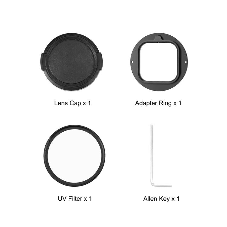 For Insta360 Ace Pro 2 PULUZ 52mm UV Lens Filter Adapter Ring with Lens Cover (Black)