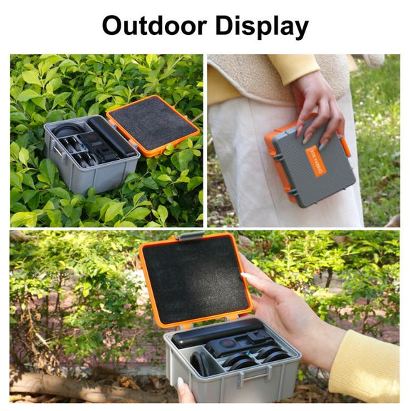 For DJI Osmo Action 5 Pro / 4 / 3 PULUZ Water-resistant Hard Carrying Suitcase Outdoor Protective Storage Box (Grey)