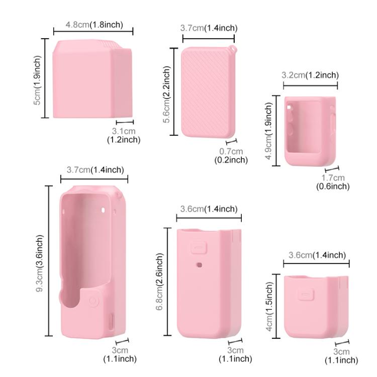 For DJI OSMO Pocket 3 PULUZ 6 in 1 Body Lens Handle Screen Mic Silicone TPU Cover (Pink) - free shipping - PMC TechLife - Order now!