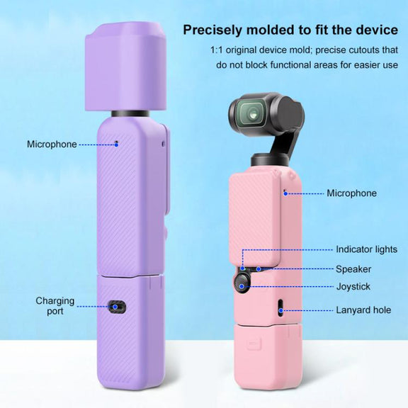 For DJI OSMO Pocket 3 PULUZ 6 in 1 Body Lens Handle Screen Mic Silicone TPU Cover (Pink)